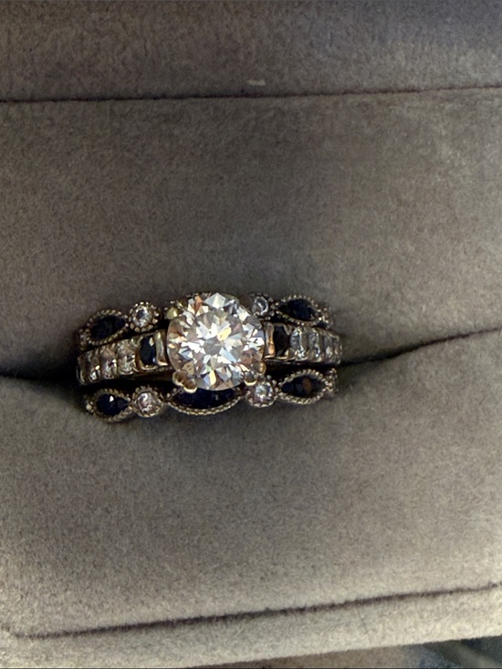 Jewelry - Vintage-Insp 1.04 ct center stone, sapphire/diamond acc. wedding Ring Set 3, Gia